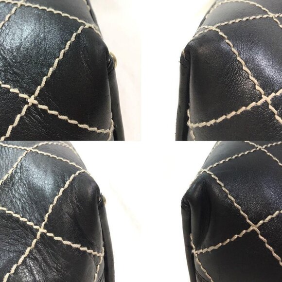 CHANEL CC Wild Stitch Vintage Quilted Shoulder Bag Tote Lambskin Black - Picture 11 of 12